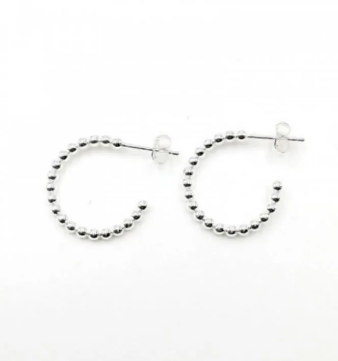 Argollitas medianas de Plata 925 con bolitas