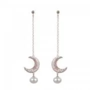 Aros alargados de Plata Rosé LUNA PERLA