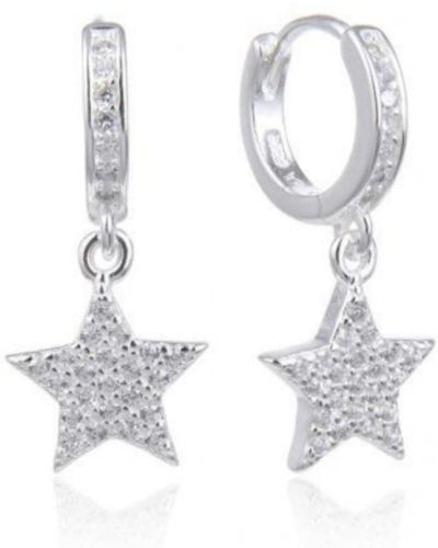 Argollitas de plata con cubic -Dije estrella colgante