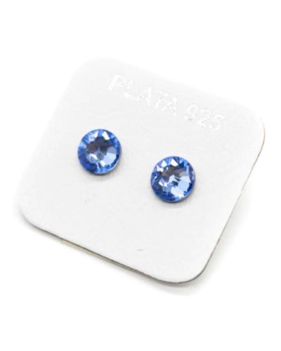 Aros cristal celeste plata pasantes