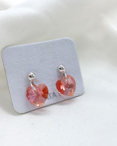 Aros corazón 10 mm cristal salmon