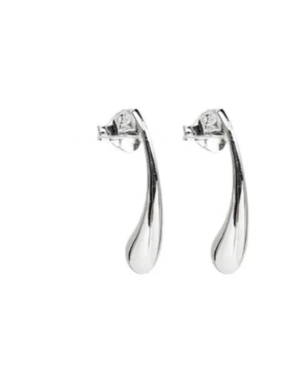 zarcillos de gota alargados plata