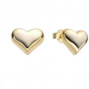 Aros Plata con baño dorado corazón