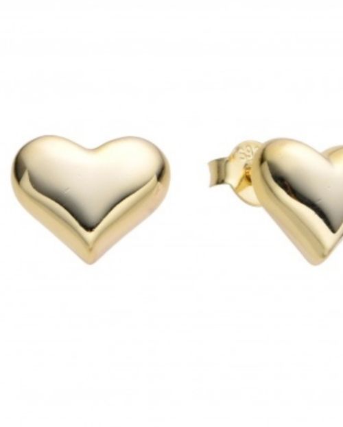 Aros Plata con baño dorado corazón