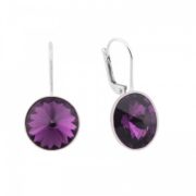 Aros brisura con cubic de color  violeta 12 mm