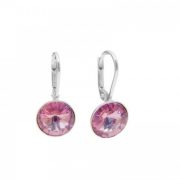 Aros brisura con cubic de color  rosa 12 mm