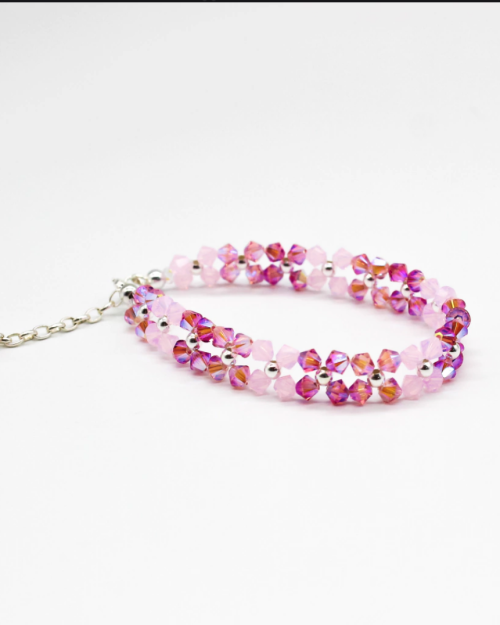 Pulsera MeshFlower combinada rosa