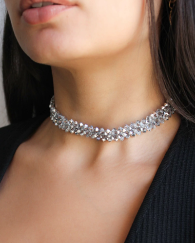 Collar Preciosa Liz Doble cristales grises