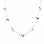 Gargantilla – choker plata con baño dorado con mariposas