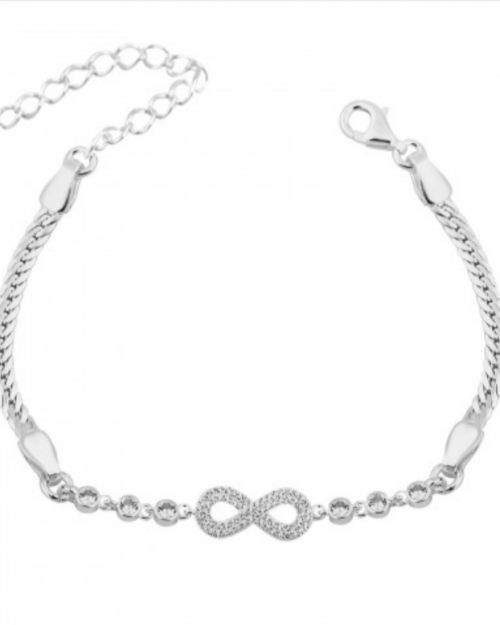 Pulsera de plata simbolo infinito y puntos de luz