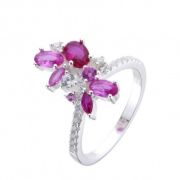 Anillo microcubics con cubic rosas &fuccias