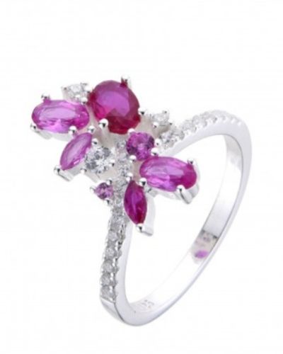 Anillo microcubics con cubic rosas &fuccias