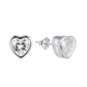 Aros cubic corazon de plata 925 Pasantes