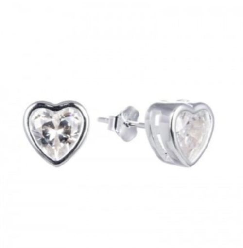 Aros cubic corazon de plata 925 Pasantes