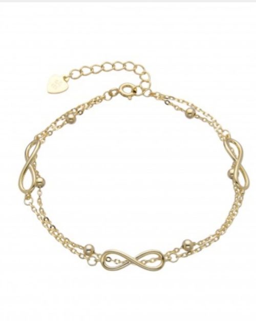 Pulsera Plata con baño DORADO de infinitos