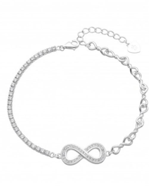 Pulsera de plata infinitos Eslabones tenis, con dije