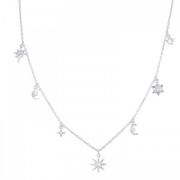 Choker luna y estrellas de plata