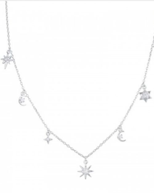 Choker luna y estrellas de plata