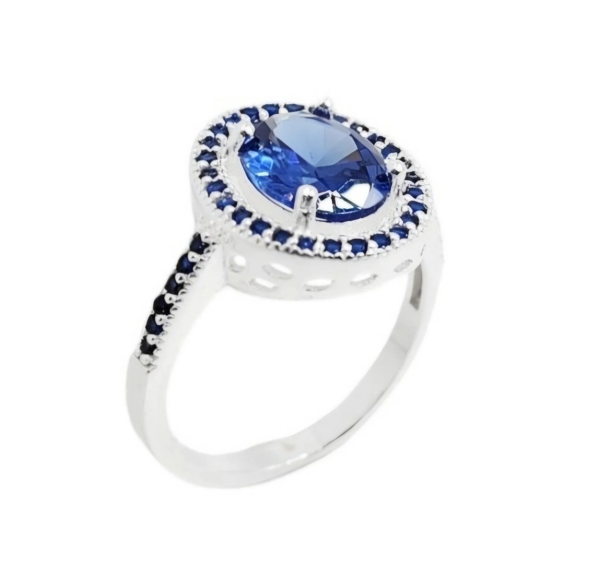 Anillo de plata cubic azul
