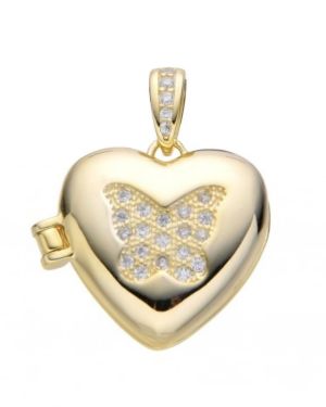 Dije relicario de corazón 18 mm Plata gold