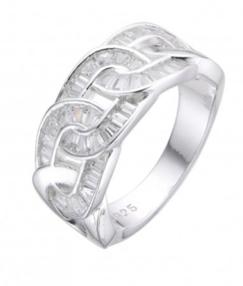 Anillo entrenzado con cubics de Plata