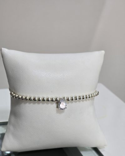 Pulsera regulable de bolitas con cubic gota