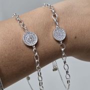 Pulsera de plata regulable cubic circular pave