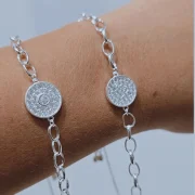 Pulsera de plata regulable cubic circular pave