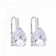 Argollas cubic gota cristal de plata