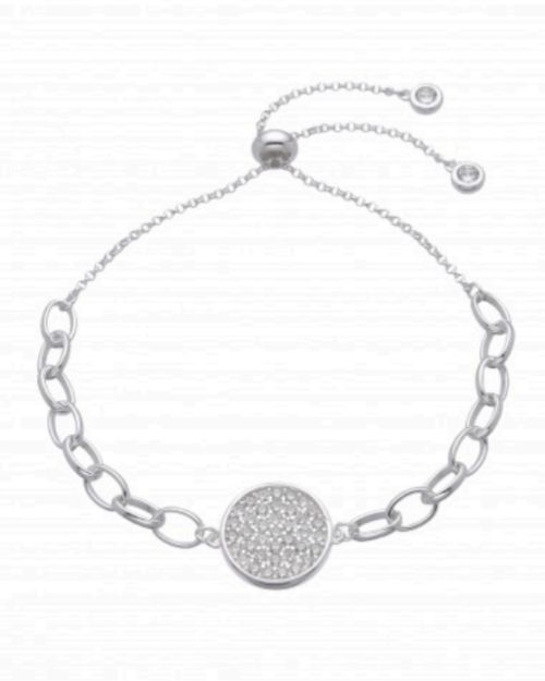 Pulsera de plata regulable cubic circular pave