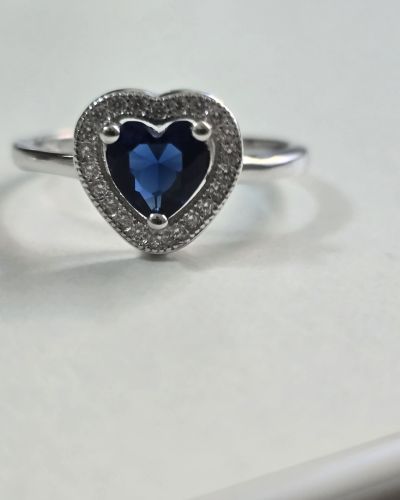 Anillo plata rodinada cubic azul