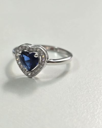 Anillo plata rodinada cubic azul