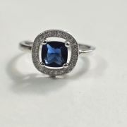 Anillo plata rodinada cubic azul