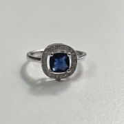 Anillo plata rodinada cubic azul