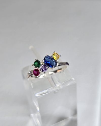 Anillo plata con cubics colores