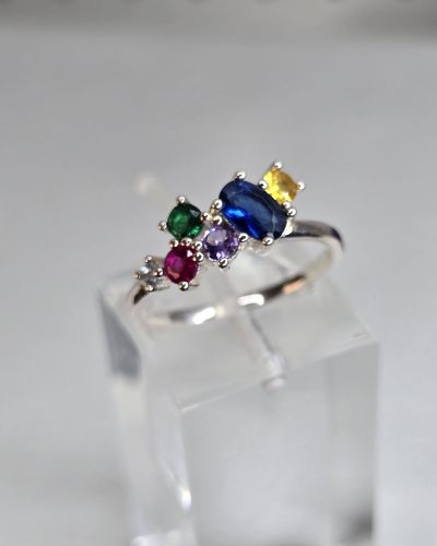 Anillo plata con cubics colores