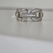 Anillo cadena eslabones plata rodinada , ancho