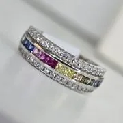 Anillo colores importado plata rodinada