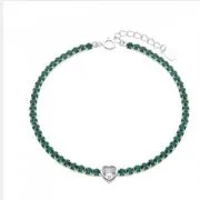 Pulsera tenis verde de corazon