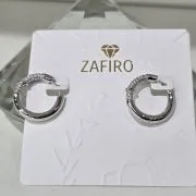 Argollas medianas de plata rodinada con pave