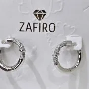 Argollas medianas de plata rodinada con pave