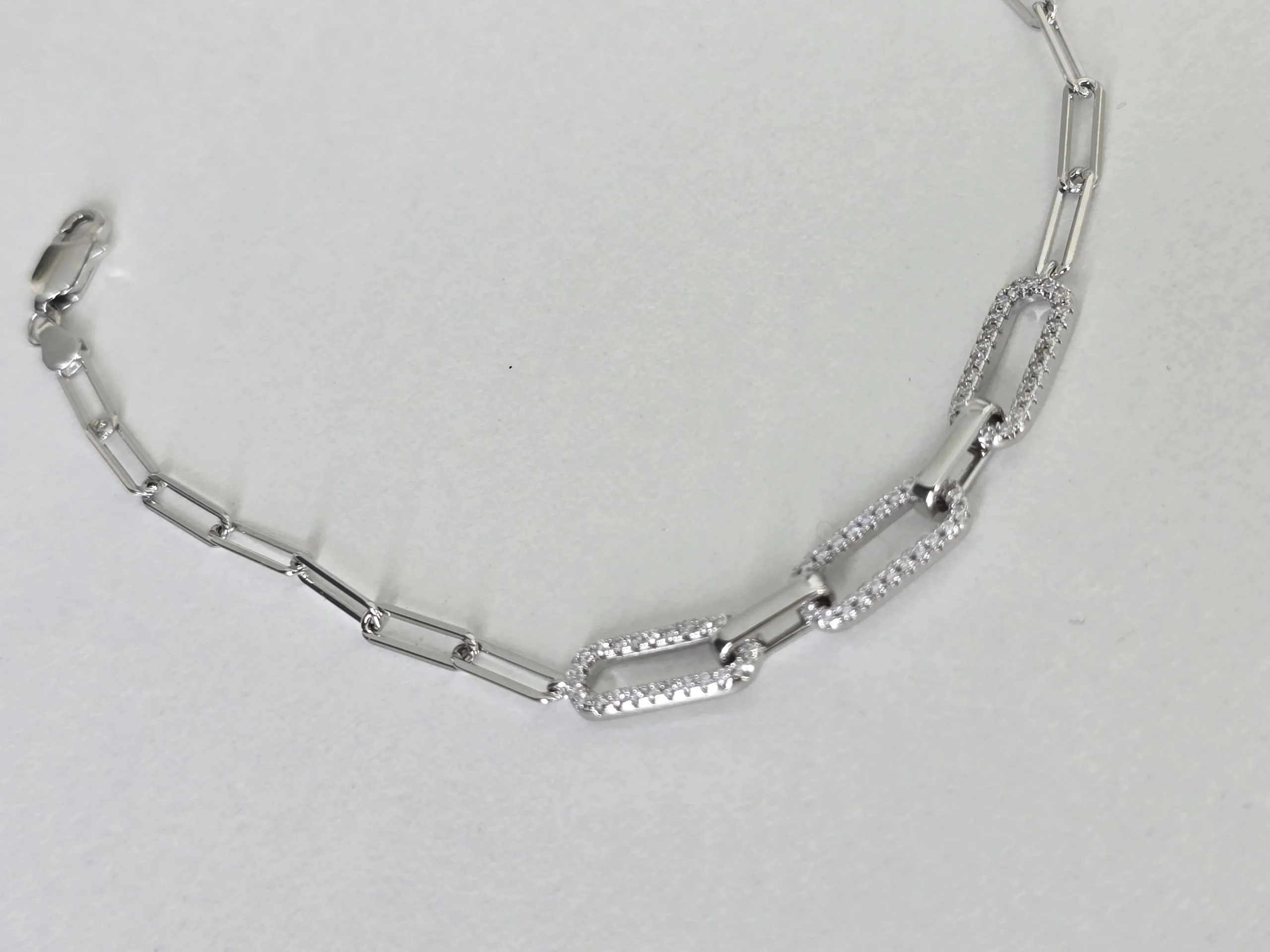Pulsera forcet de plata rodinada con pave