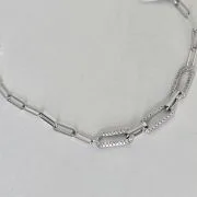 Pulsera forcet de plata rodinada con pave