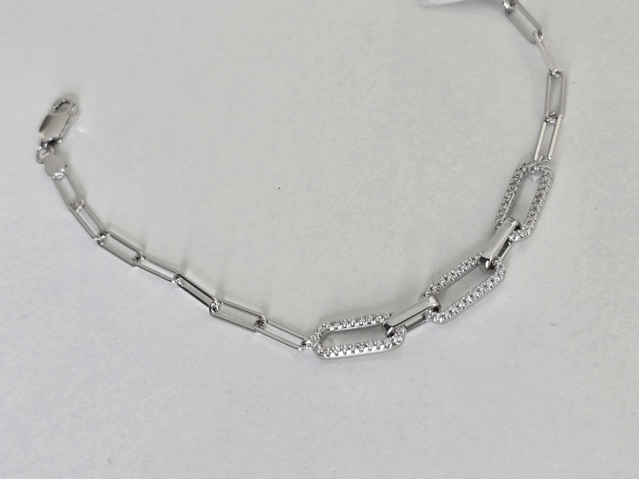 Pulsera forcet de plata rodinada con pave