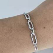 Pulsera forcet de plata rodinada con pave