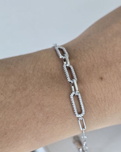 Pulsera forcet de plata rodinada con pave