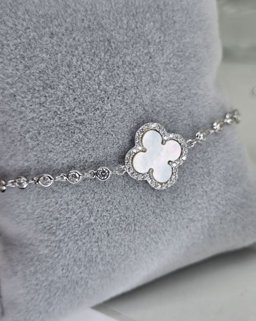 Pulsera rodinada bancliff nacar blanco y punto luz
