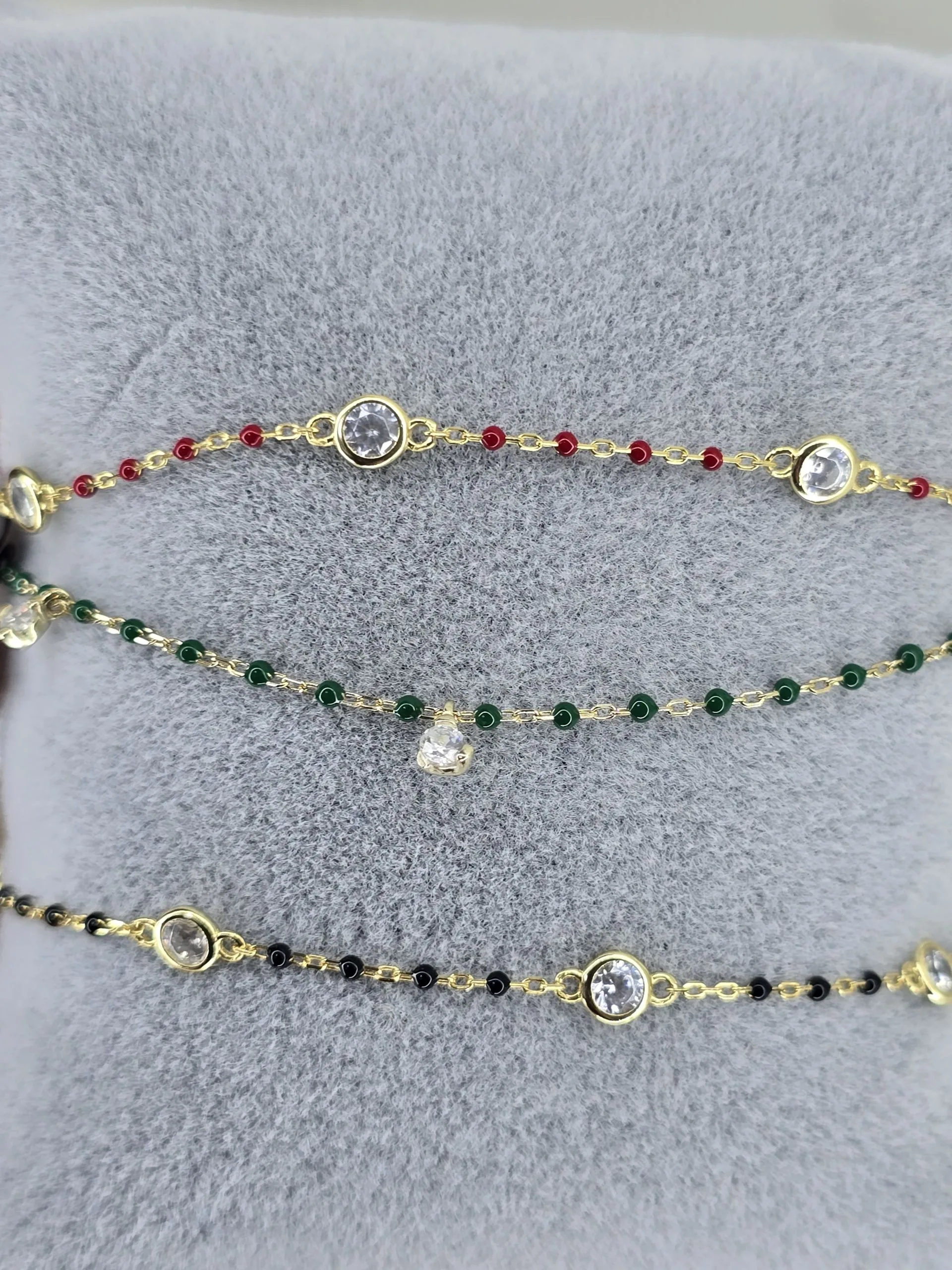 Pulsera plata con baño gold VERDE