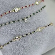 Pulsera plata con baño gold VERDE