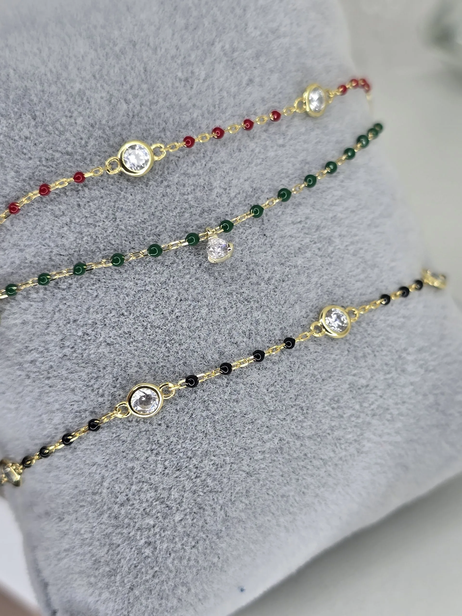 Pulsera plata con baño gold VERDE